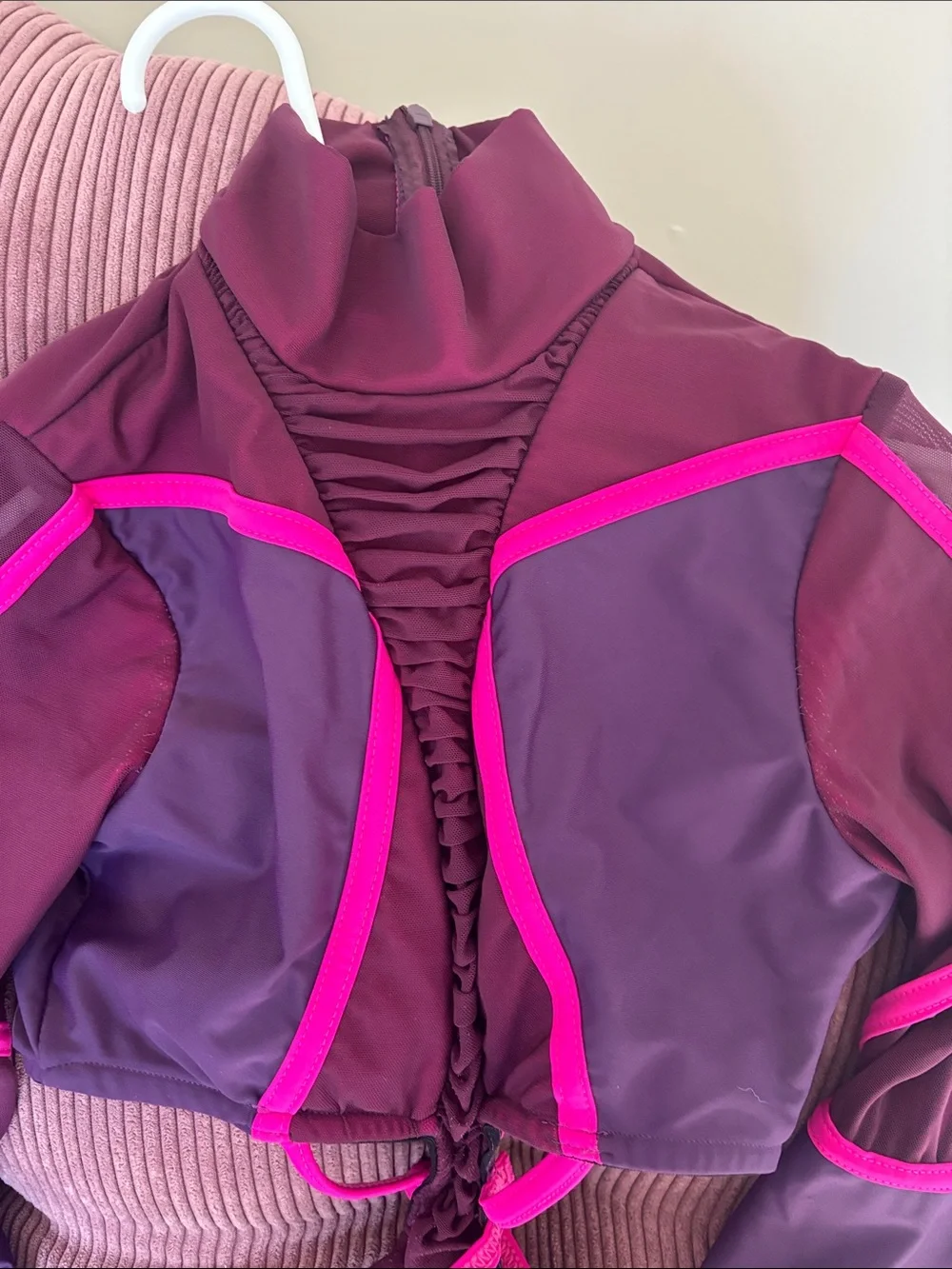 Kids Dance Costume - Purple with Hot Pink Trim